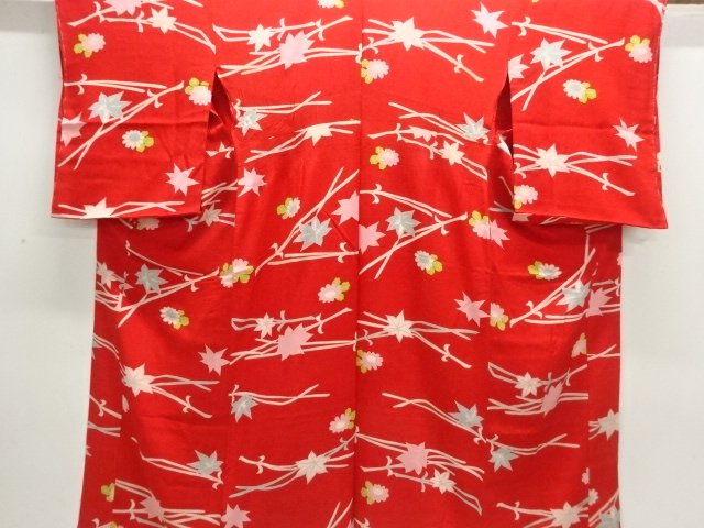 JAPANESE KIMONO / ANTIQUE NISHIKI KIMONO FOR SUMMER GRASS / FLOWER PAT
